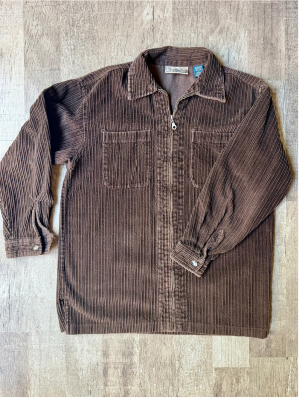 Vintage 1990s EXP Jeans by Express Brown Wide Wale Corduroy Zip Jacket Medium